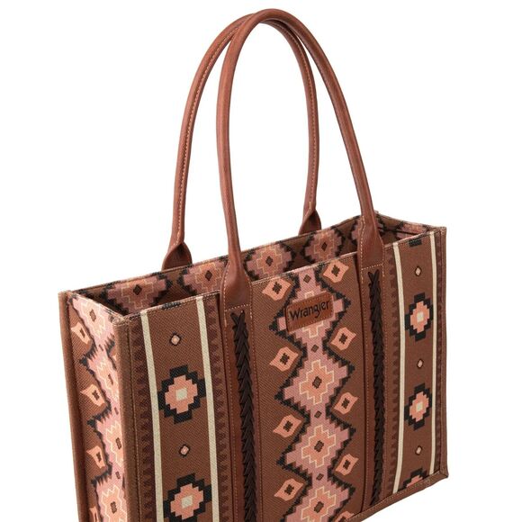 WG2203-8119 Wrangler Southwestern Pattern Dual Sided Print Canvas Wide Tote DB - Picture 4 of 5